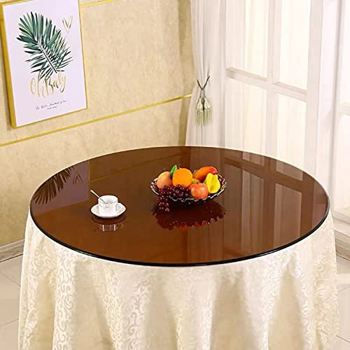 V3VOGUE Exterior Mesa De Cristal Tablero Superficie, Cristal Redondo Tablero De Mesa para Mesa De Centro, Ø 50cm 60cm 70cm Redondo Vidrio Templado, Mesa De Comedor (Color : Brown, Size : 35CM(14IN))