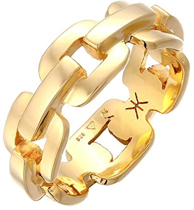 Kuzzoi Massiver Herrenring (8mm) im Ankerketten Design, Bandring für Männer aus 925 Sterling Silber vergoldet, Lifestyle-Ring im Ketten Look, Ringgröße 58