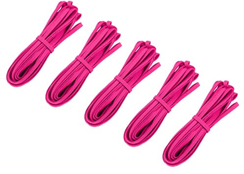 sourcing map Gamuza Cordón, 5.47 Yardas 5mm Plano Cuero Hilo Cuerda para Monedero Bolso Zapato Cordón Bricolaje Artesanías Pulseras Fabricación, Fucsia 5uds