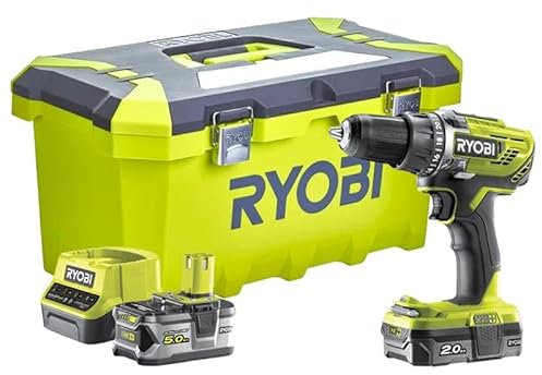 RYOBI R18DD3-252T - Taladro atornillador de 18 V ONE+ (1 x 2,0 + 1 x 5,0 Ah)