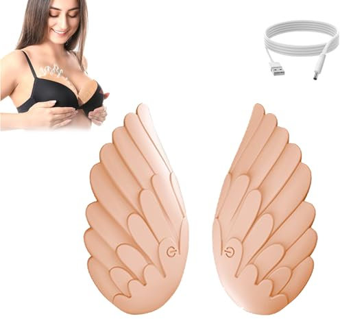 Wingbosom Elektrisches Brustmassagegerät, elektrisches Brustmassagegerät mit 8 Massagemodi, kabelloses USB-Brustmassagegerät, tragbares elektrisches Vibrations-Brustlifting