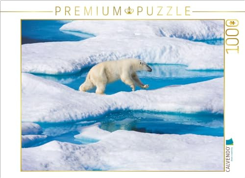 CALVENDO Puzzle Junger Eisbär springt von Eisscholle zu Eisscholle | 1000 Teile Lege-Größe 64 x 48 cm Foto-Puzzle für glückliche Stunden