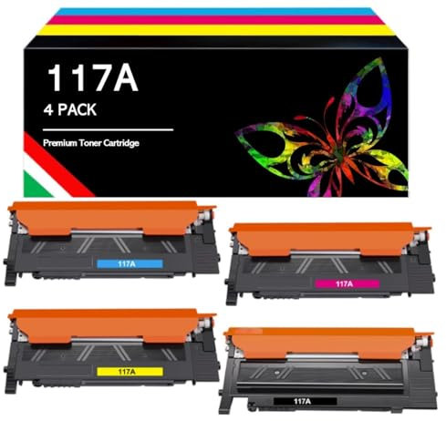 Tonerkartusche kompatibel mit HP 117A Color Laser 150nw MFP 179fnw 178nw 150a 178nwg 179fwg 179 178 150 W2070A W2071A W2072A W2073A Drucker (Schwarz Cyan Gelb Magenta 4 Stück Pack) (Lbun) 4 Farben)