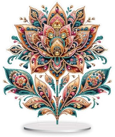 Starnearby DIY Diamond Painting Blume Deko, 5D Diamant Painting Tisch Deko, Diamant Malerei Kunst Set, Ornamente Geschenke für Anfänger Hausgeschenk Deko für Familie (Blume A)
