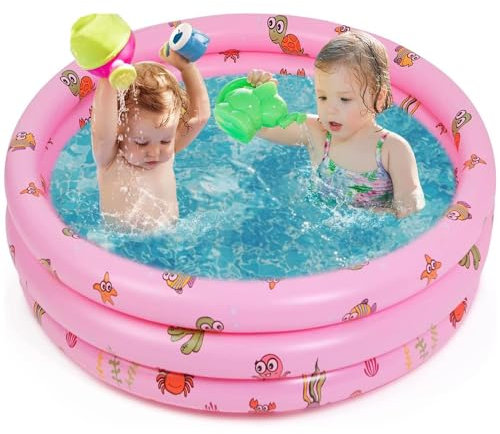 SHOKAN Piscinas inflables para niños, piscina inflable de 39.9 pulgadas, piscina pequeña de 3 anillos con parte inferior de burbujas, piscina para niños pequeños para interiores y exteriores, para