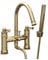 Spoutford Vintage Gold Bath Filler Shower Head Mixer Bathroom Tap Hot or Cold Dual Lever Faucet Bathtub Antique Handheld Shower Head for Double Use Faucet Tap with High-Pressure Shower Function