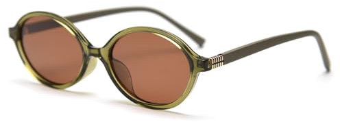 LIGOES Kleine ovale Sonnenbrille Polarisierte TR90 Sonnenbrille Retro Vintage Retro Koreanischer Stil Selfies Ins Brillen Schatten (olive green brown)