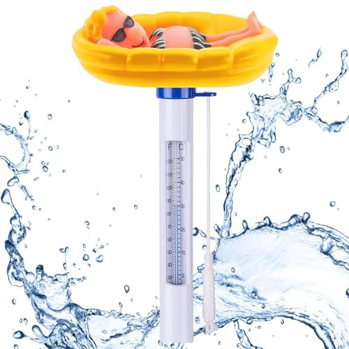 Schwimmende Pool Thermometer, Lustig Thermometer Pool, Wasser Temperatur Thermometer mit Schnur, Schwimmbad Bruchfest Thermometer, Schwimmendes Thermometer für Pool, Badewanne, Schwimmbad und Teich