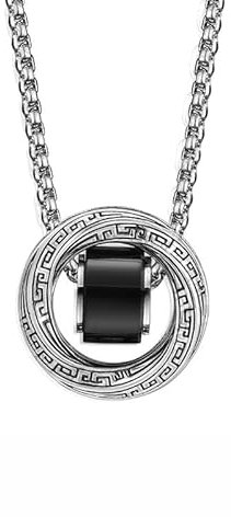 Sterling Silver Möbius Ring Schwarzer Onyx Ring Anhänger Halskette Herren trendige Modezubehör