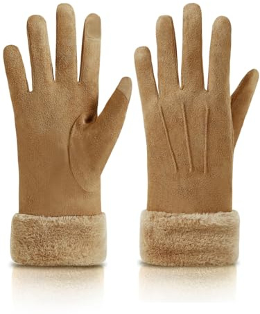 Knuffnee Damen Winter Handschuhe Fleece Gefütterte Handschuhe Warm Touchscreen Handschuh