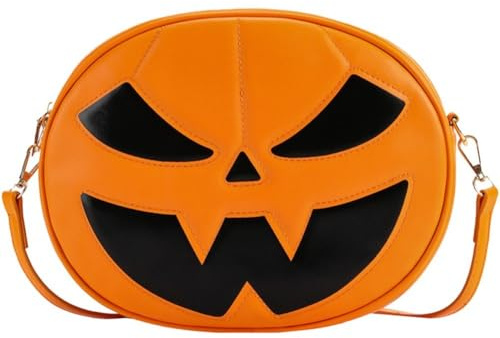 Kürbis Umhängetasche Halloween Leder Kleine Umhängetasche 3D Cartoon Kleiner Teufel Handtasche Lustige Kürbis Umhängetasche