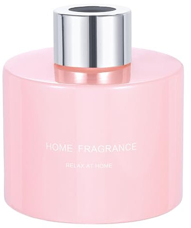 sourcing map Empty Glass Diffuser Bottle 140ml/4.7oz Refillable Fragrance Accessories Aromatherapy Jar Container for Replacement Reed Diffuser DIY Home Bathroom Pink with Silver Tone Cap