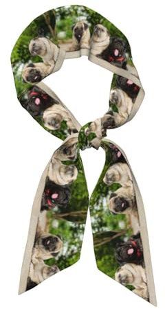 YXDVPALNE Mops Freundschaft Bokeh Hunde Haustiere Freunde Mops Halstücher, Kopftuch, Halstuch, Stirnband, Damenmode-Schal