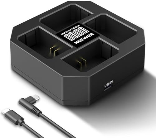 NEEWER Chargeur NP-FZ100 4 Canaux Compatible avec Sony A7 IV A9iii A1 A7R V A7Cii A6700 ZV-E1 FX3 FX30, Chargeur de batterie NP-FZ100 à Charge Rapide 45W PD avec Affichage, Câble USB C PD 60W, NW-Z4