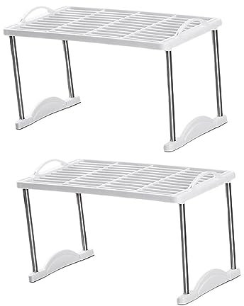 ANDRESLAD 2piezas Estante De Almacenamiento Apilable Unidades Estantería De Cocina Organizador Baño