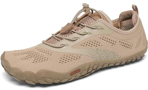 SAGUARO Chaussures de Trail Homme Femme Été Chaussures de Course Respirant Antidérapant Chaussures Barefoot Minimalistes pour Extérieur Sport Marron Clair 43 EU