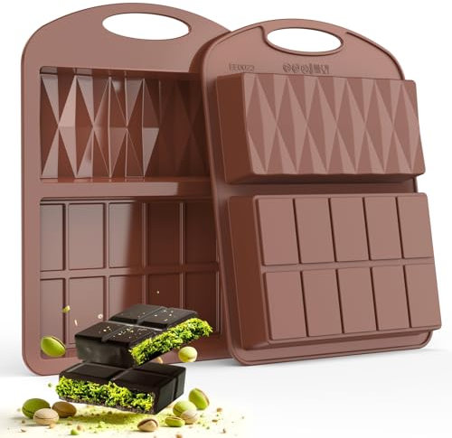 2 EN 1 Moule Silicone Tablette de Chocolat Profond Antiadhésifs, Moule Tablette Chocolat pour Chocolats de Dubai, Barres énergétiques