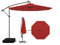 COSTWAY Ombrellone da Giardino con 40 Luci a LED, con Sacco di Sabbia, Ombrellone da Esterno 300 cm con Altezza Regolabile, Ombrellone con Manovella per Giardino Piscina Patio, 300 x 300 cm (Rosso)