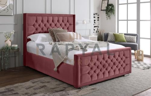 Rapyal Sleep Rio Chesterfield Bedframe – Optional Ottoman Storage in 6 Colours (Pink, Super King)
