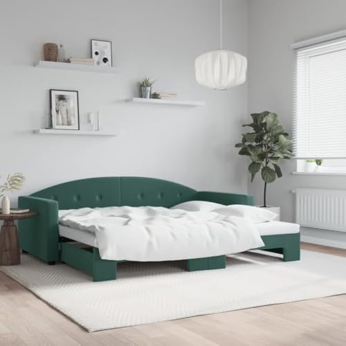 Xichuzi Tagesbett Ausziehbar Dunkelgrün 90x200 cm Samt, Schlafsofa, Daybed, Bettsofa, Sofa Bed, Sofabett, Schlafcouch, Jugendbett, Bettgestell, Bettcouch - 3197303