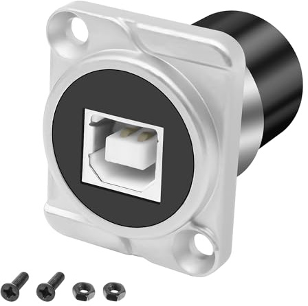 MEIRIYFA USB B auf A Panel Mount Connector Koppler, D-Typ USB2.0 Typ B Buchse auf USB-A Buchse Konverter Adapter für PC Laptop Drucker Scanner (Silber)