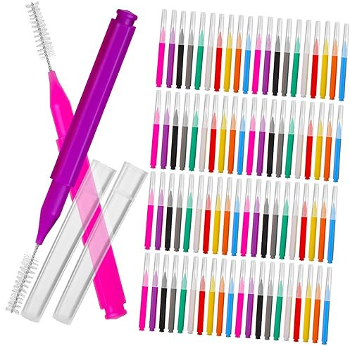 OATIPHO 100 Stück Interdentalbürste erreichen Gummibürste runden Blau Interdental Pinsel zwischen breit Bürsten reiniger Zahnseidenpicks für Zahnlückenbürste pp