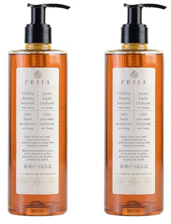 PRIJA Flüssigseife mit Ginseng 2x380ml Flakons vitalisierend Seife Hotel Wellness