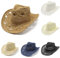 Sombrero de Cowboy de Paja para Hombre Mujer, Western Cowgirl Hat Gorros de Vaquero Panamá con Banda Occidental, Gorras de Sol Verano Sombrero de Playa