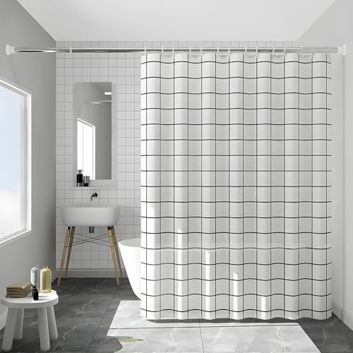 CHENKEE Rideau de Douche, Anti-Moisissure Rideau de Douche étanche Anti-Bactérien de Baignoire avec 12 Crochets (200 * 220cm, Damier)