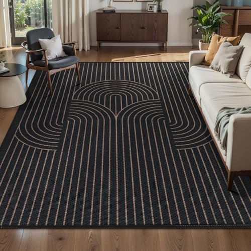 Tangsoo Rainbow Easy Jute Area Rug 4x6 Washable Rug for Indoor Outdoor Patio