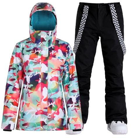 GSOU SNOW Ensemble de Ski Femme 2 Pièces Veste et Pantalon de Ski