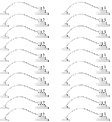 Keyohome Pack of 20 Window Restrictor Locks Child Safety Window Locks for UPVC Windows, Baby Security Window Restrictors with Screws Keys, Door Window Opening Wire Cable Limiter for Home (20pcs)
