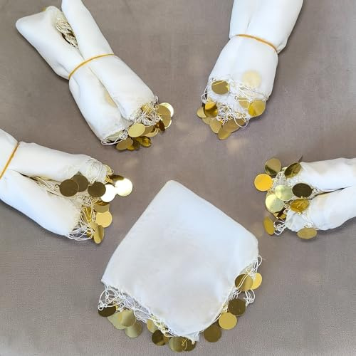 ErYa 20x einfarbig Halay Mendili Set Tanztücher Dügün Hochzeit Verlobung Kina Mendil Nisan Dügün türkische Hochzeit (20x weiß mit Gold)