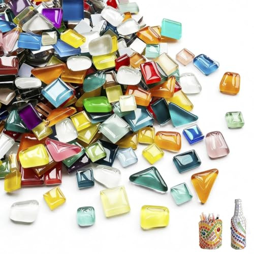 DIY Mosaic Tiles, Irregular Crystal Mosaic Tiles | 200g Mixed Color Crystal Stained Glass Mosaic Tiles Kit for Home,Kitchen and Bathroom Decor