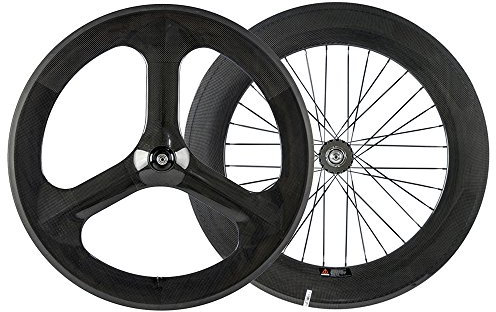 WINDBREAK BIKE T700 Carbon 3 Spoke 70mm Front Wheel 88mm Rear Wheel for Fixed Gear Bike