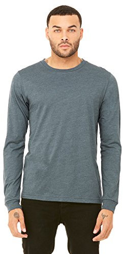 Bella + Canvas Unisex Jersey Long-Sleeve T-Shirt - HEATHER SLATE - XL - (Style # 3501 - Original Label)