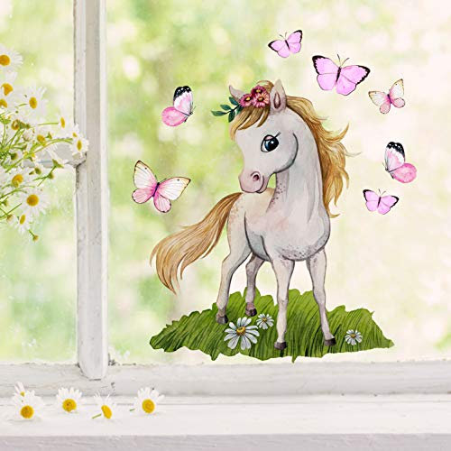 ilka parey Fensterbild Frühling Pferdchen stehend - Fensterbilder Frühling selbstklebend - Fensterdeko Frühling wiederverwendbar - Ihre eigene Frühlingsgeschichte in jedem Fenster (bf54)
