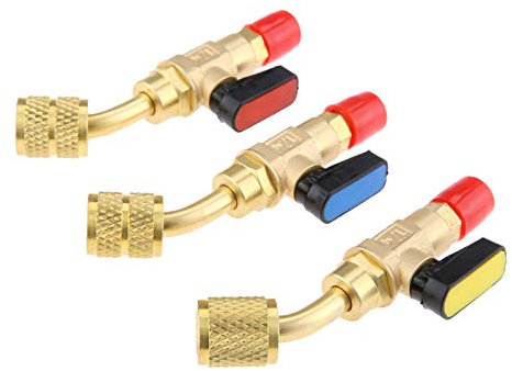 gohantee Klimaanlage Absperrkugelhahn HVAC abgewinkelt kompakter Kugelhahn Adapter 1/4 Zoll 5/16 Zoll SAE R22 R12 R410a Klimaanlage Kältemittel Kugelhahn für Mini Split System