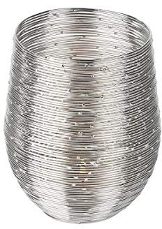 Lambert - Windlicht - Metall - Farbe: Silber - 8 x 15 cm