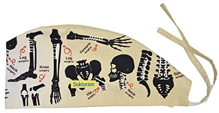 DOKTORAM Beige Knochen Arbeitskappe, bequem und atmungsaktiv, für Damen und Herren, Lange ästhetische Kopfbedeckung, Einheitsgröße