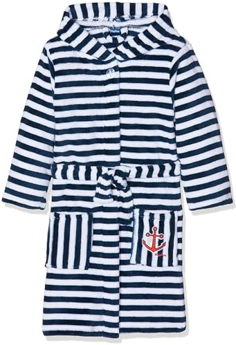 Playshoes Unisex Kinder Fleece-Bademantel Morgenmantel, Ringel, 158/164