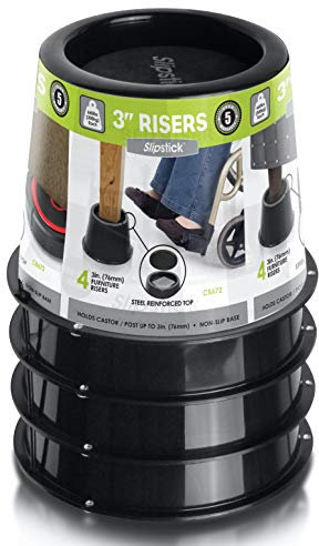 Slipstick 3 Inch Bed Risers/Furniture Raisers with Steel Reinforced Holder Top, Lifts Height 3 (4 Pack)
