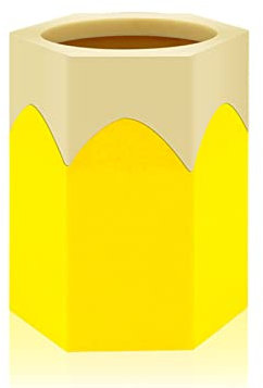 Pot à crayons pour papeterie, décoration, bureau, organisateur de rangement pour garder votre bureau bien rangé (jaune-jaune), lot de 1
