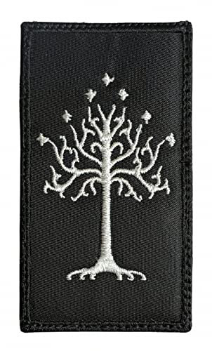 Aufnäher/Aufnäher, Motiv: Baum des Gondor, Herr der Ringe, bestickt, mit Hakenrückseite