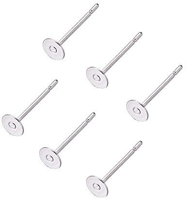 Craftdady - Set di 500 orecchini a perno in acciaio INOX, piatti, rotondi, vuoti, 4 mm