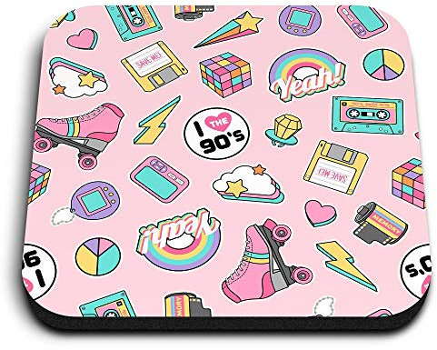 1 x Square MDF Fridge Magnet - Cute Girls Retro 90's Teen 8845