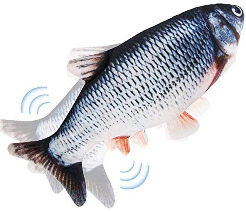 Nepfaivy Giocattolo Interattivo per Gatti, Pesce Elettrico con Erba Gatta, Simulazione Realistica del Pesce Che si Muove, Carpa