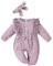 KIMODO Strampler + Stirnband Baumwolle und Leinen Einteiler Sommer Romper Bodysuit Baby Mädchen Jumpsuit Spitze Romper Outfits Playsuits Overall (A-Lila, 12-18 Monate)