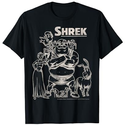 Shrek Group Shot Faded Portrait T-Shirt