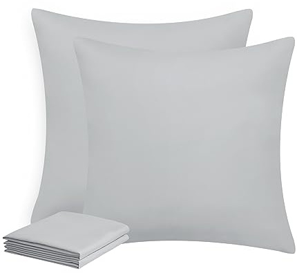 Aisbo Kissenbezug 40x40 2er Set - Kissenhülle Kopfkissenbezug 40 x 40 Hellgrau mit Reißverschluss aus Mikrofaser, ÖKO-TEX Pillow Cover 40x40cm, Weich und Bügelfrei